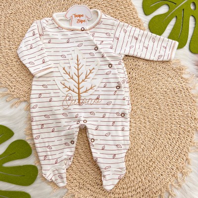 Macacão Malha Trape Zape - Outono - Off White e Ferrugem